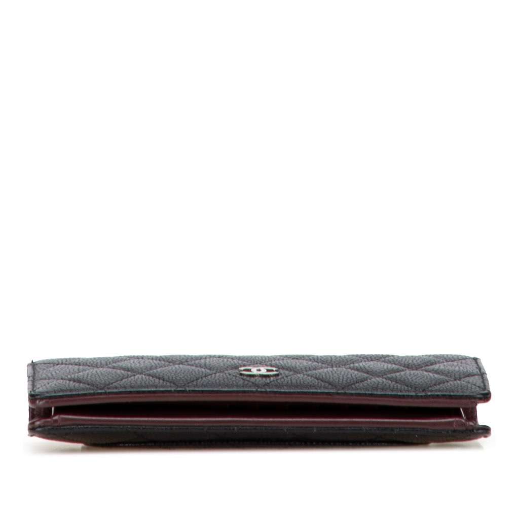Chanel CC Quilted Caviar Long Wallet Black Leather Good condition - Inside View