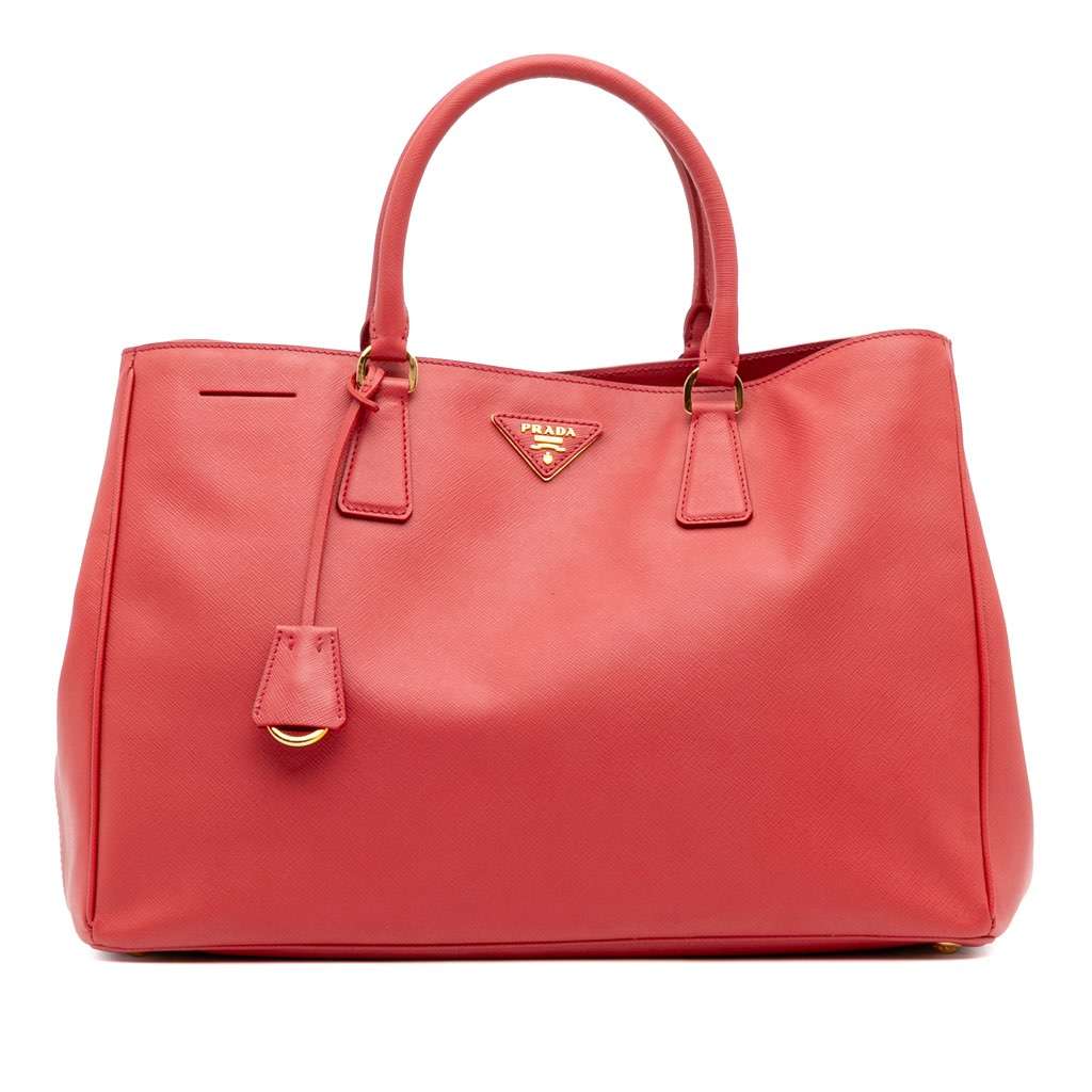 Prada Large Saffiano Lux Galleria Tote Pink Leather Very good - Front View