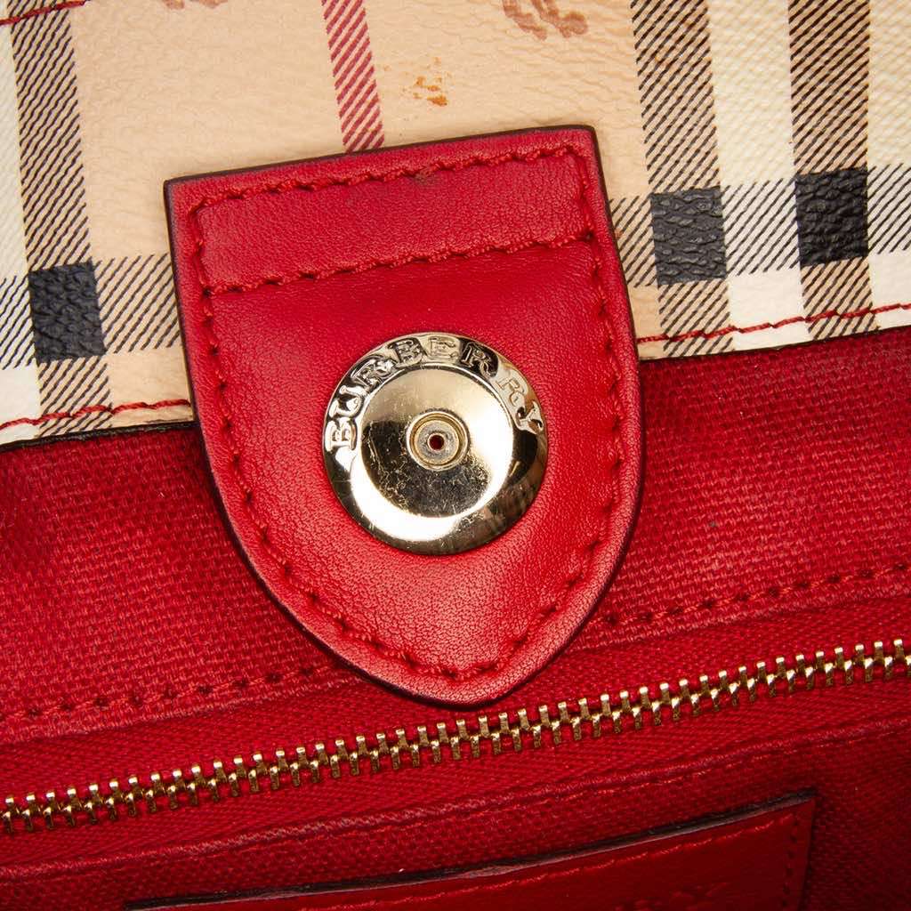 Burberry Small Haymarket Check Coated Canvas Canterbury Tote Brown Canvas Good - Box View