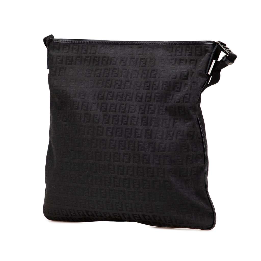 Fendi Zucchino Canvas Crossbody Black Canvas Very good - Back View