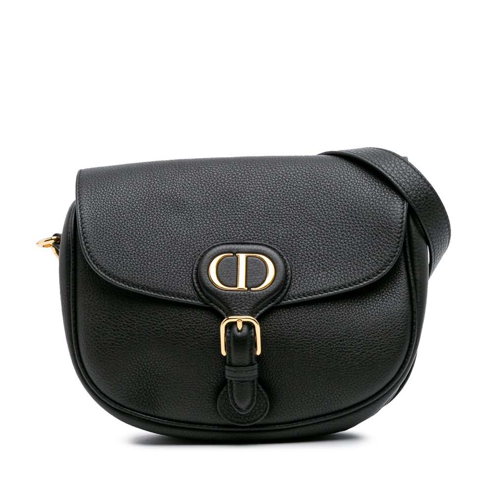 Dior Medium Grained Calfskin Bobby Crossbody Black Leather Good - Front View