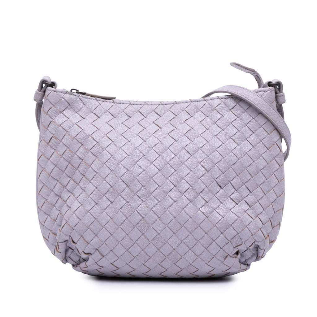 Bottega Veneta Cervo Intrecciato Crossbody Purple Leather Good - Front View