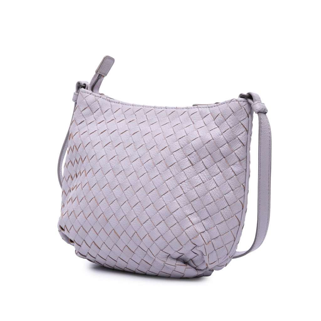 Bottega Veneta Cervo Intrecciato Crossbody Purple Leather Good - Back View