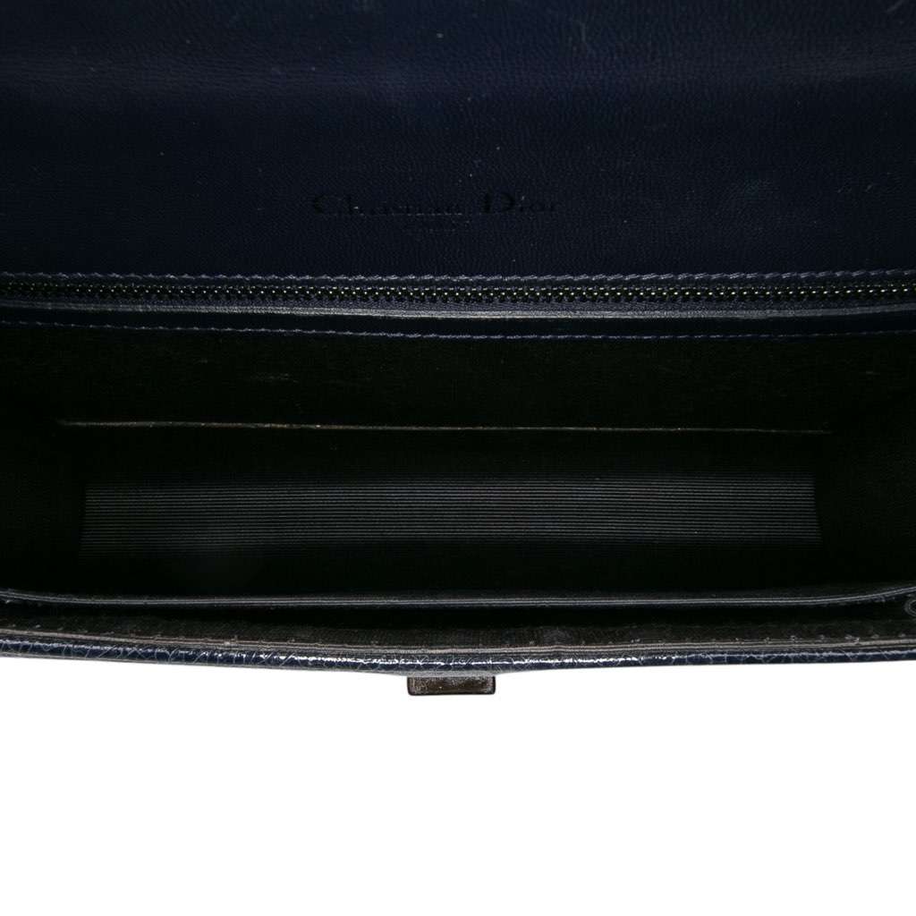 Dior Medium Crackled Deerskin Diorama Flap Blue Leather Good condition - Model View