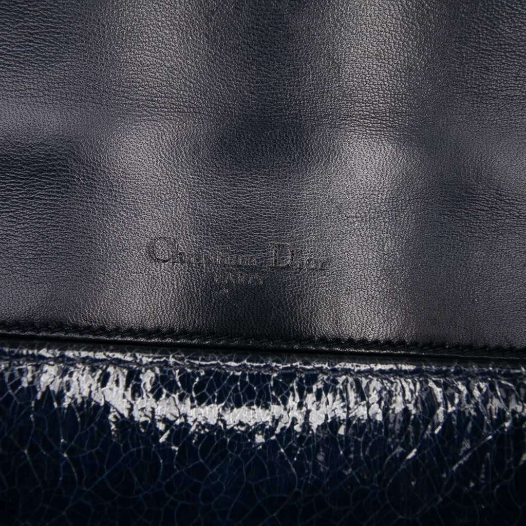Dior Medium Crackled Deerskin Diorama Flap Blue Leather Good condition - Box View