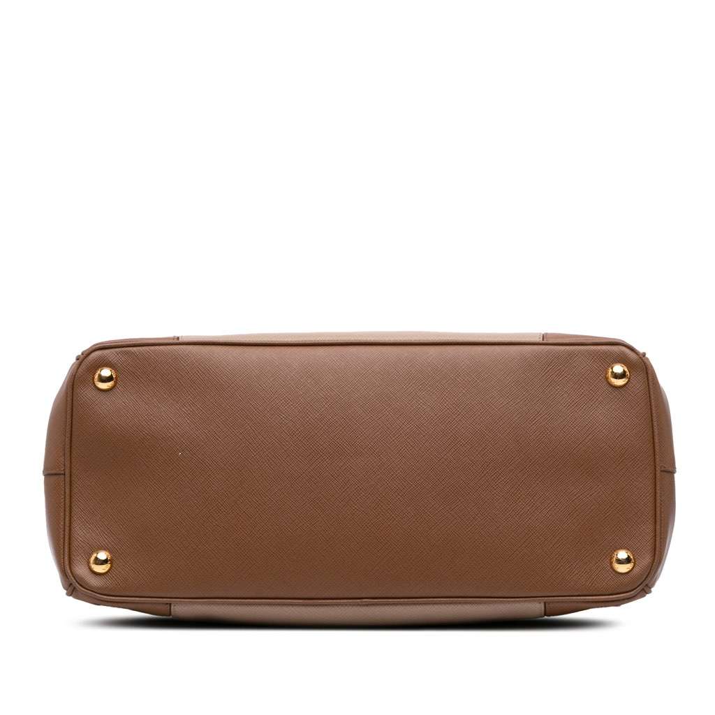 Prada Medium Bicolor Saffiano Lux Galleria Double Zip Satchel Brown Leather Fair - Inside View