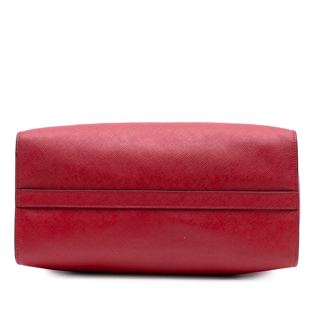 Prada Soft Calf Trimmed Saffiano Lux Satchel Red Leather Good condition - Inside View