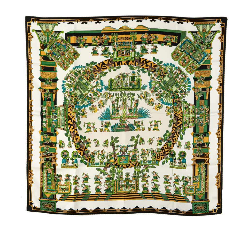 Hermès Astres et Soleils Silk Scarf Green Silk Good condition - Front View