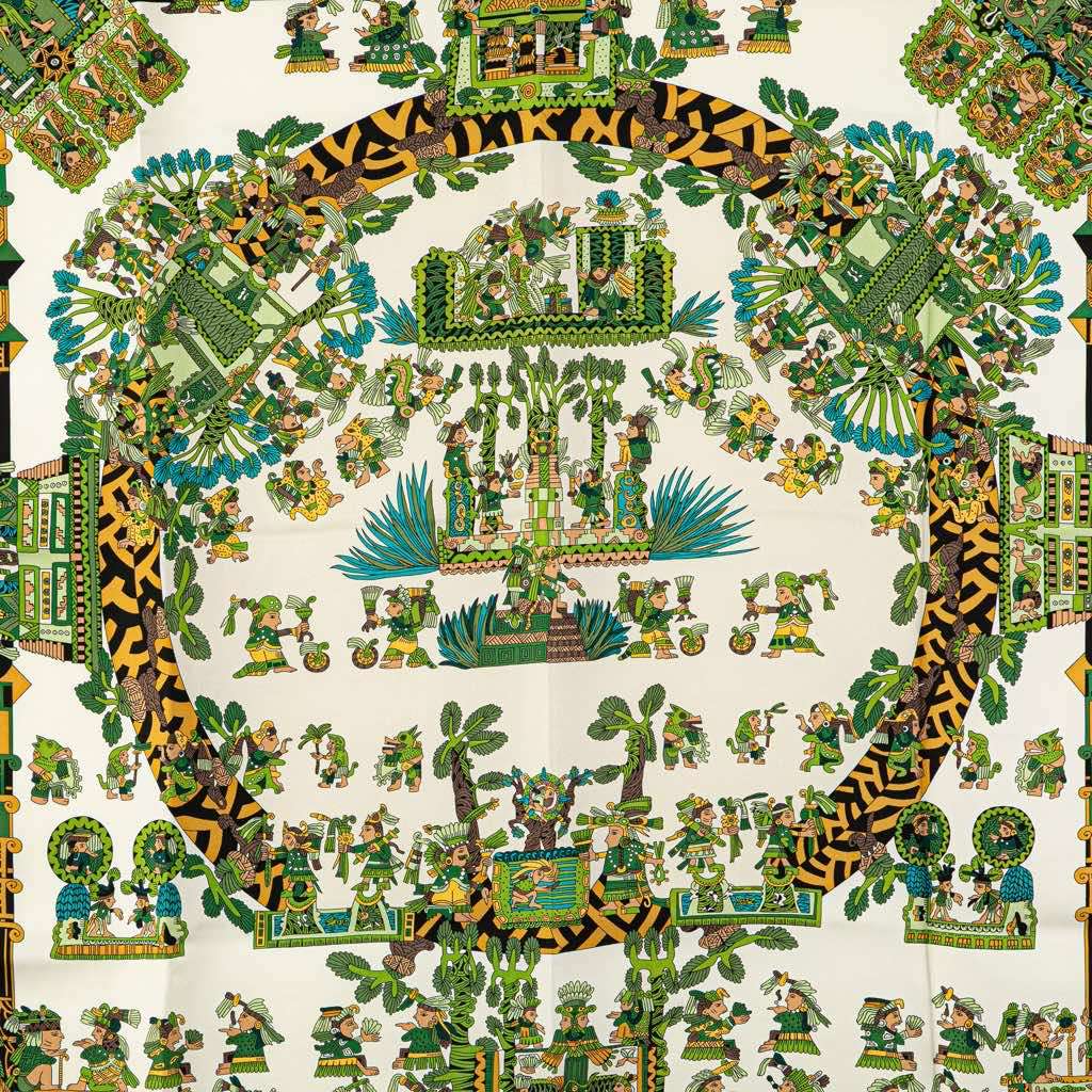 Hermès Astres et Soleils Silk Scarf Green Silk Good condition - Back View