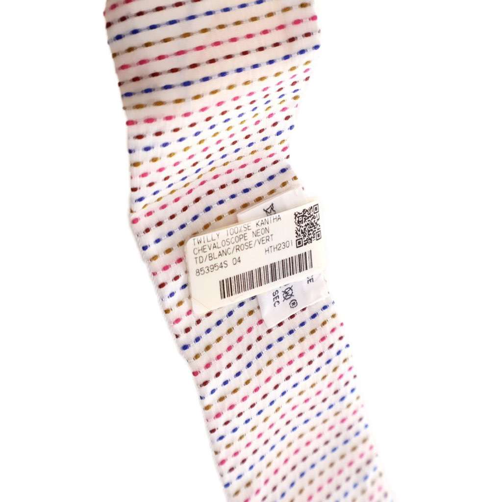 Hermès Chevaloscope Neon Twilly Scarf White Silk Very good condition - Box View