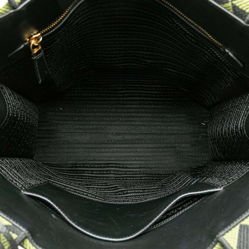 Prada Jacquard Triangolo Symbole Shopping Tote Green Canvas Very good condition - Model View