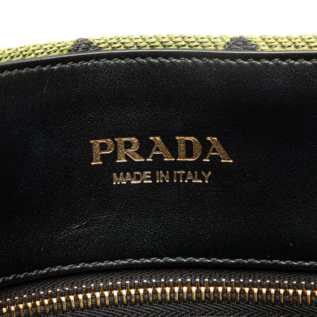 Prada Jacquard Triangolo Symbole Shopping Tote Green Canvas Very good condition - Box View
