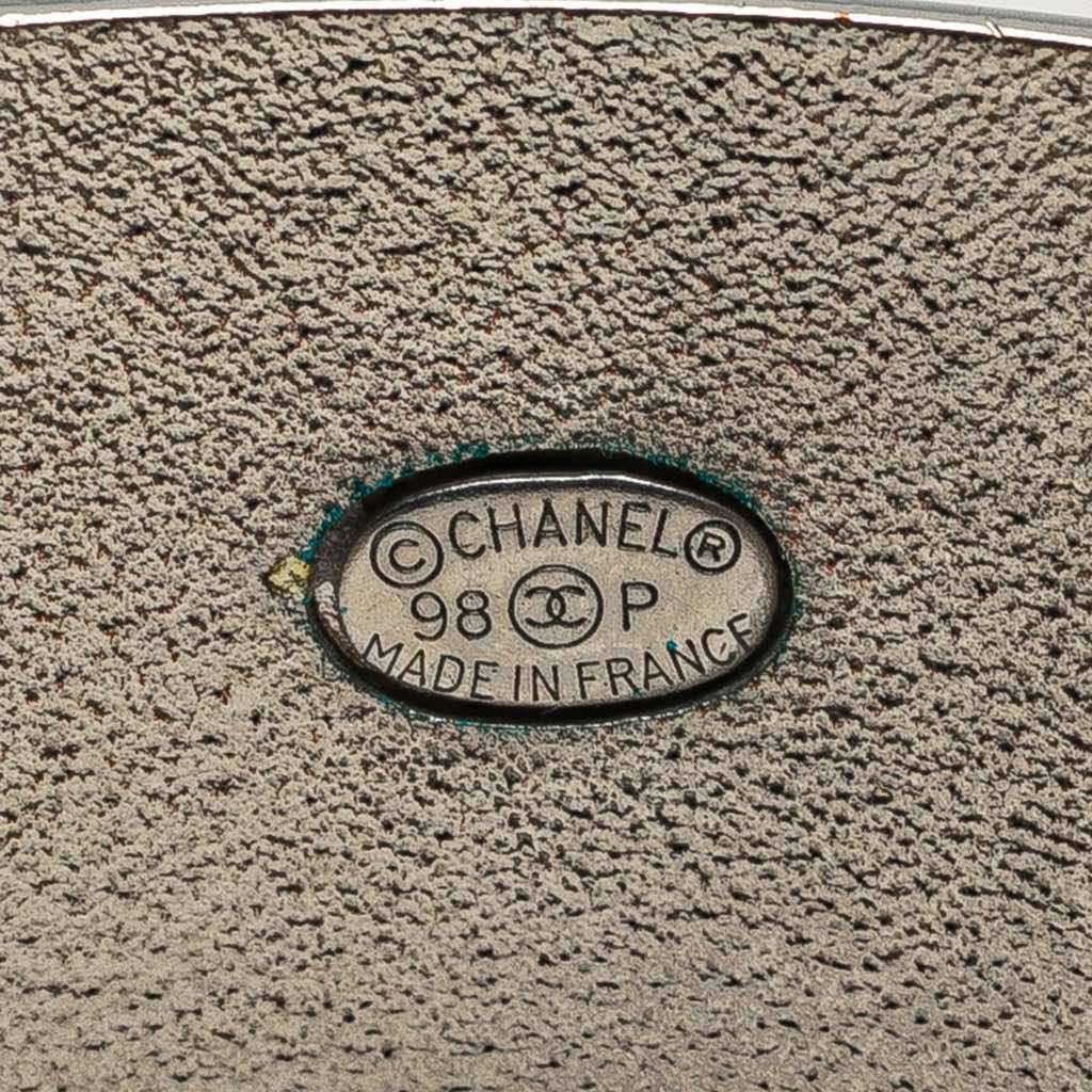 Chanel Silver Plated Enamel Rhinestone Clover Cuff Bracelet Silver Brass Good condition - Model View