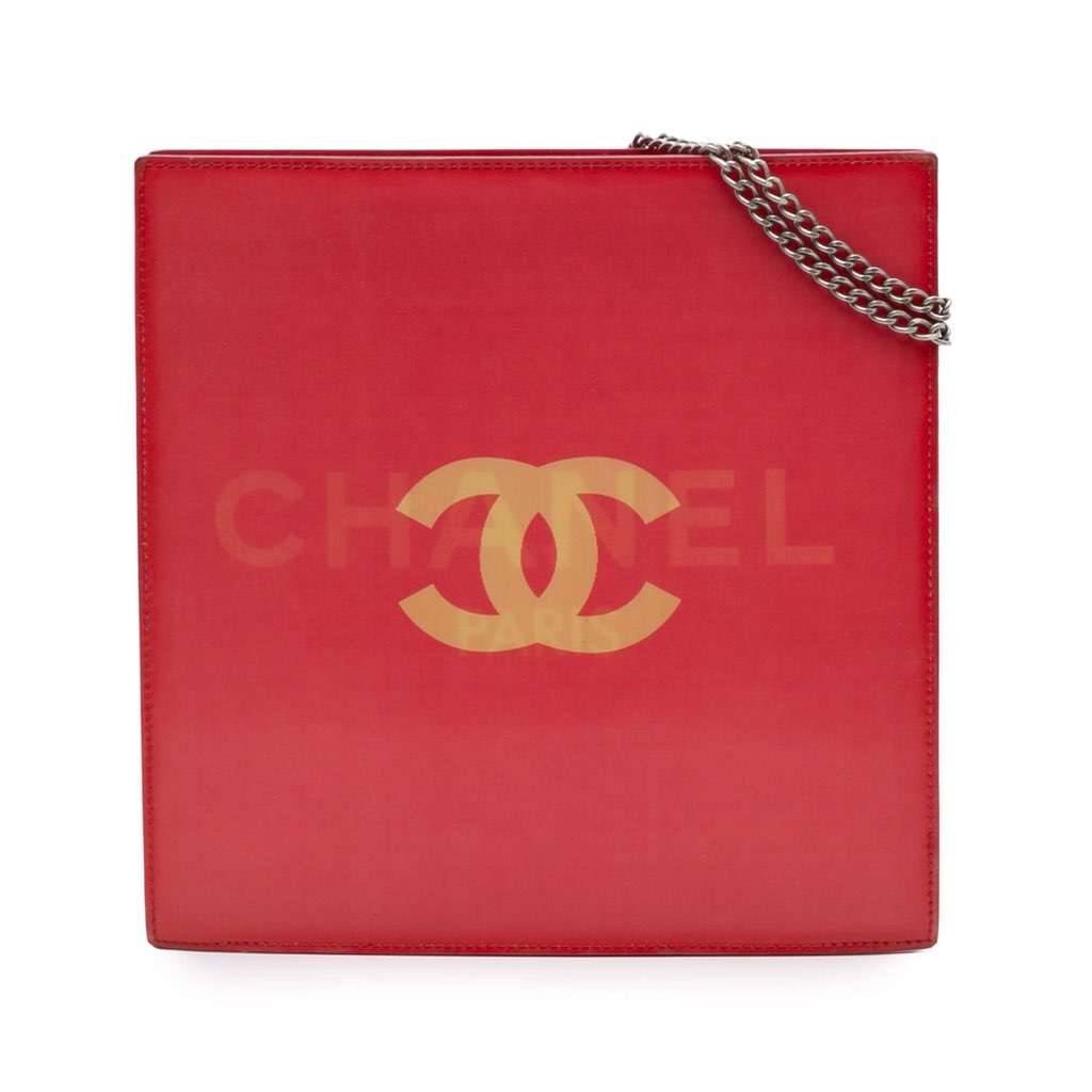 Chanel Vinyl Hologram CC Shoulder Bag Red Very good - Front View