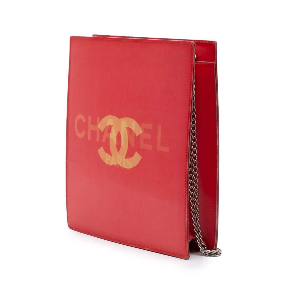 Chanel Vinyl Hologram CC Shoulder Bag Red Very good - Back View