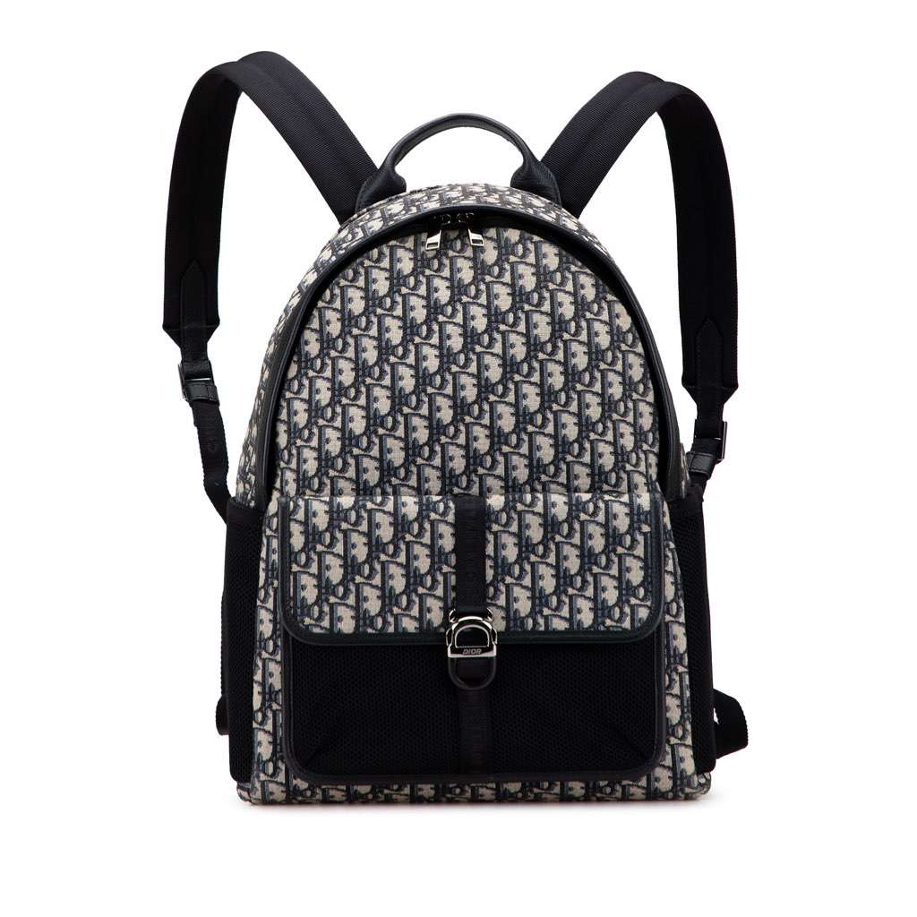 Dior Oblique Canvas 8 Backpack Blue Canvas Good condition - Front View