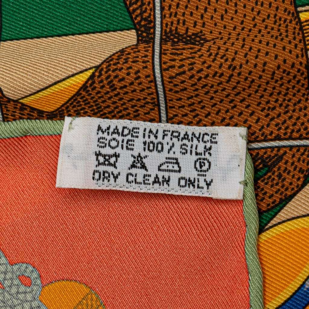 Hermès Circus Silk Scarf Orange Silk Good condition - Inside View