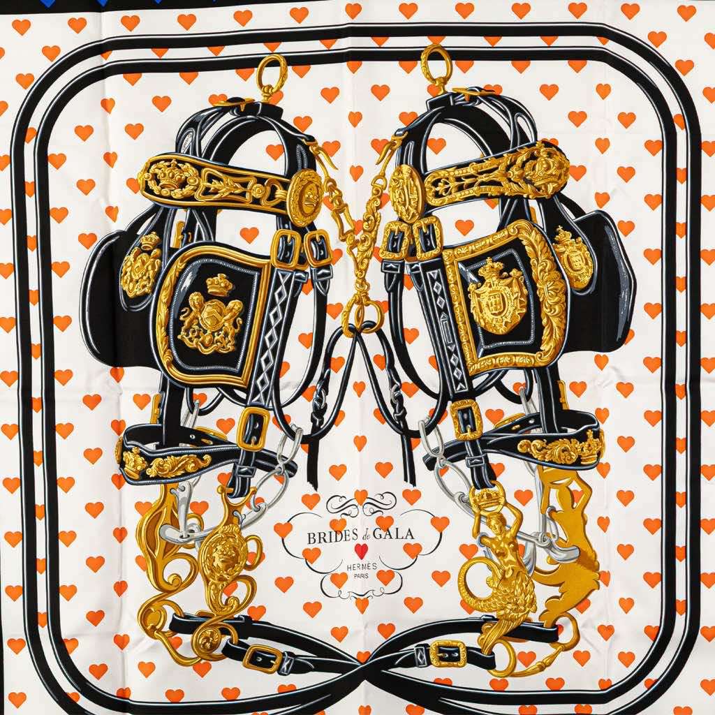 Hermès Brides de Gala Love Silk Scarf White Silk Good condition - Inside View