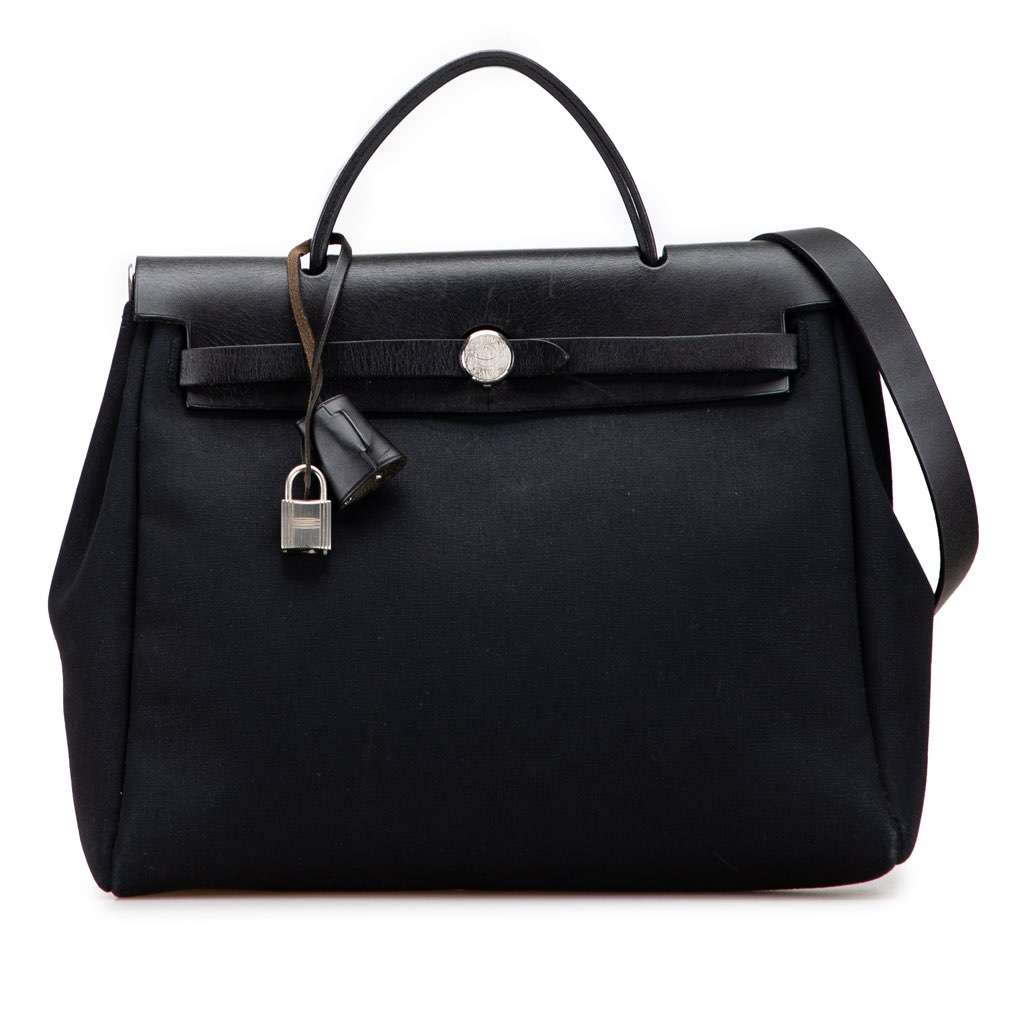 Hermès Toile Herbag PM Black Canvas Good condition - Front View