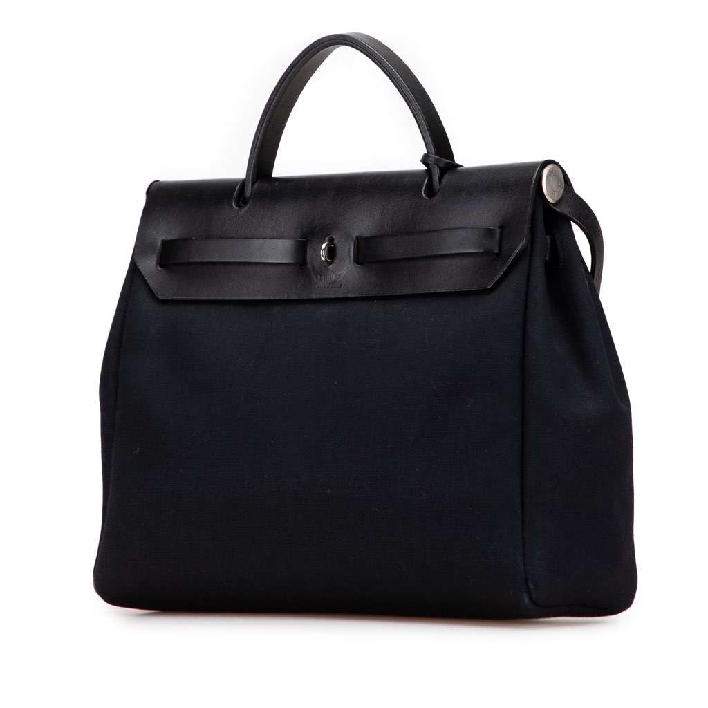 Hermès Toile Herbag PM Black Canvas Good condition - Back View