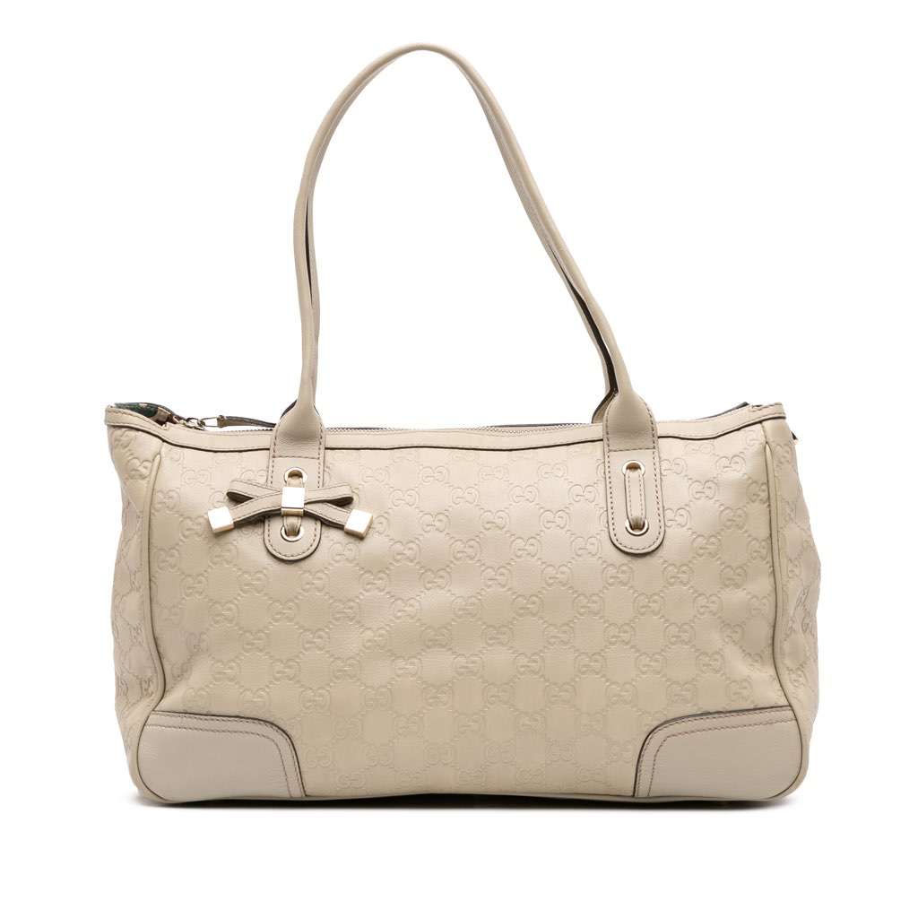 Gucci Guccissima Princy Shoulder Bag White Leather Good - Front View