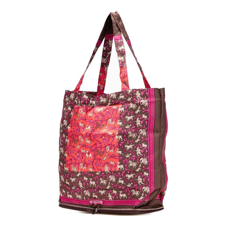 Hermès Chasse en Inde Silky Pop Tote Brown Silk Good condition - Back View
