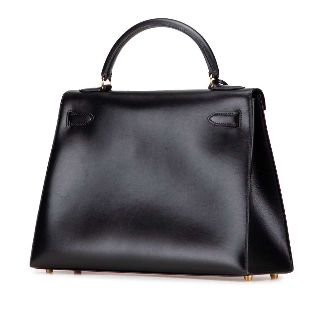 Hermès Box Calf Kelly Sellier 32 Black Leather Very good condition - Back View