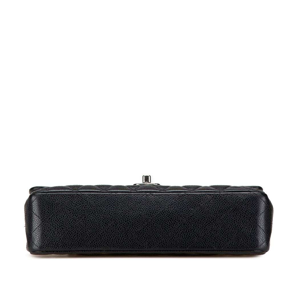 Chanel Medium Classic Caviar Double Flap Black Leather Good - Inside View
