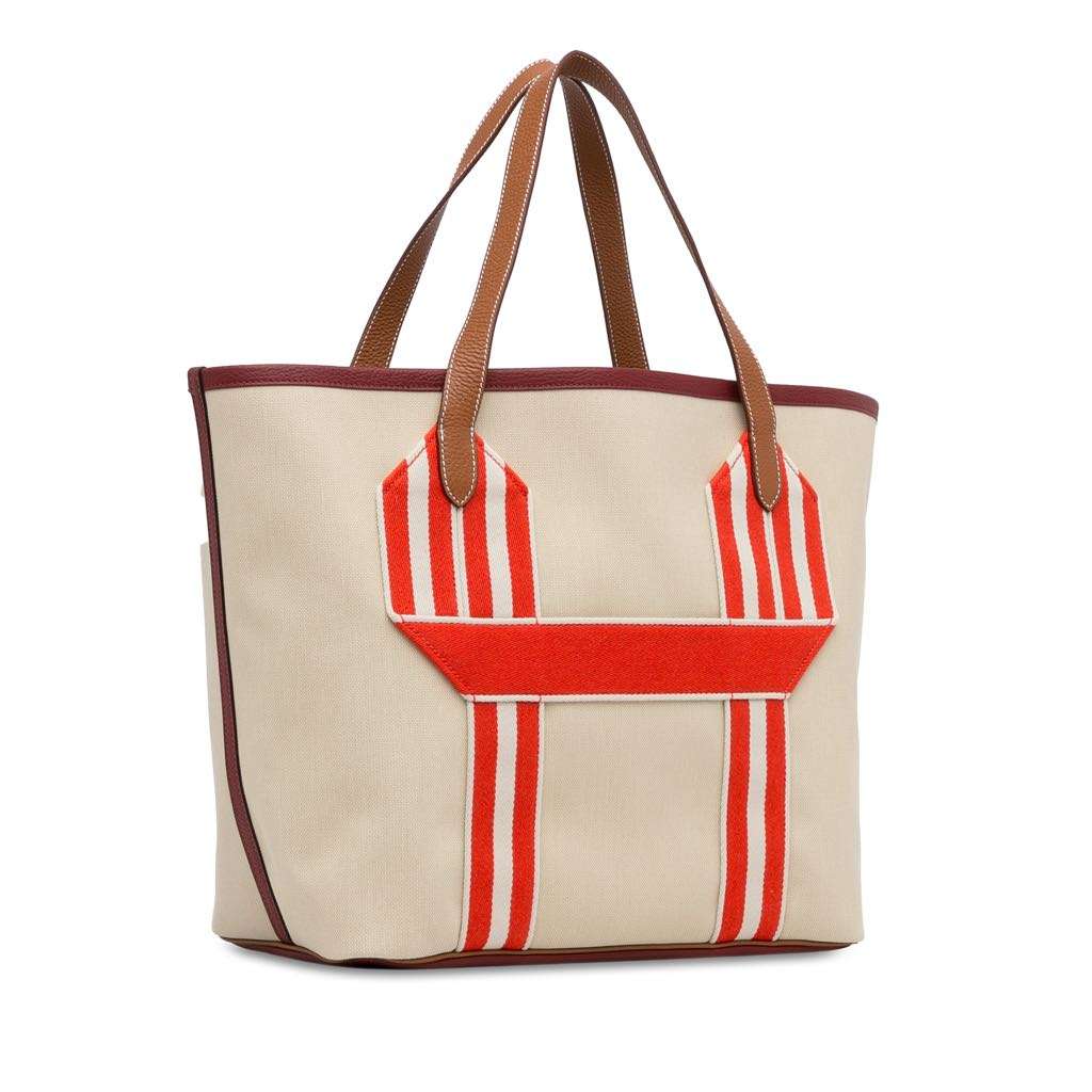 Hermès Canvas Pursangle Tote Brown Canvas Good condition - Back View
