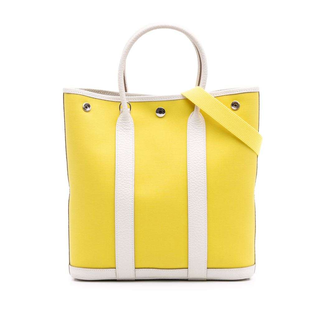 Hermès Toile and Negonda Garden File 28 Yellow Canvas Very good condition - Front View