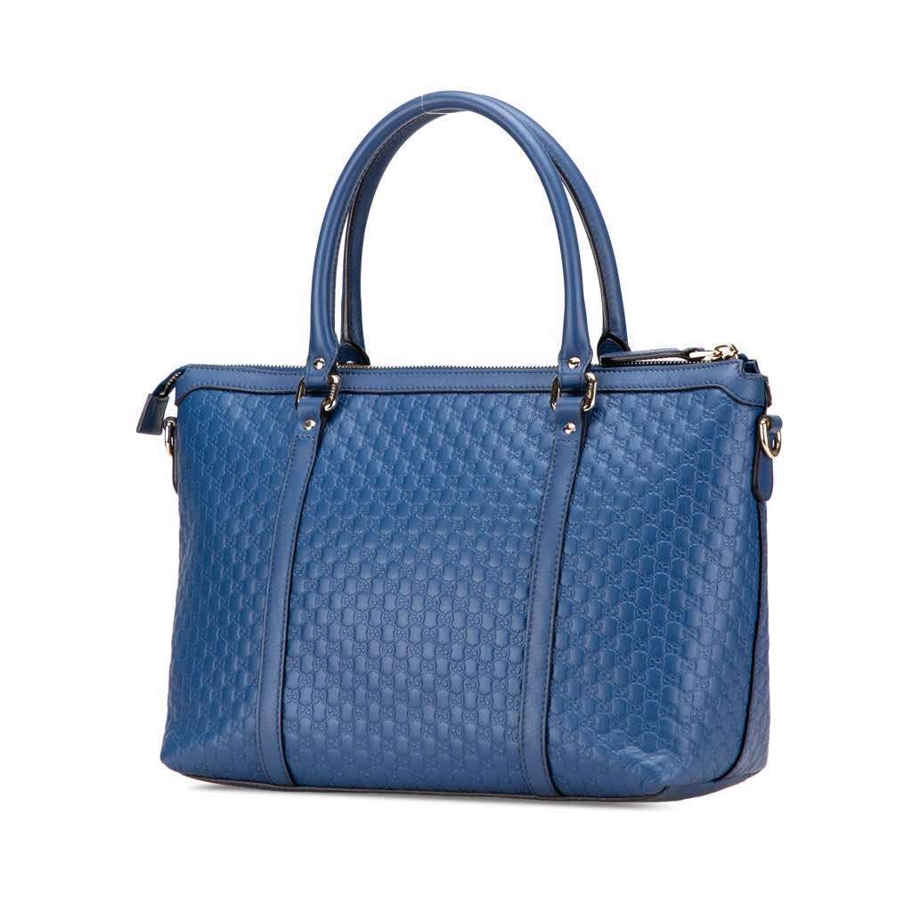 Gucci Small Microguccissima Joy Satchel Blue Leather Good - Back View
