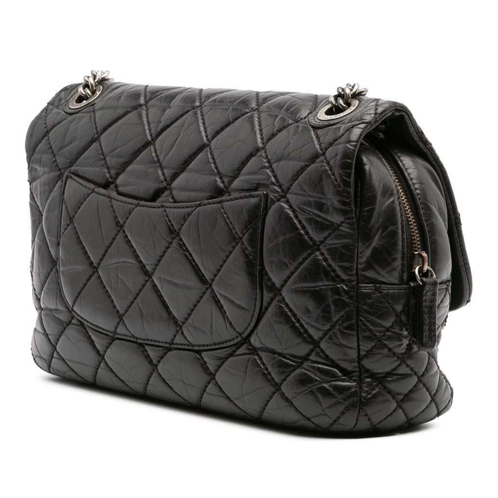 Chanel Jumbo Quilted Aged Calfskin Portobello Flap Black Leather Very good - Back View