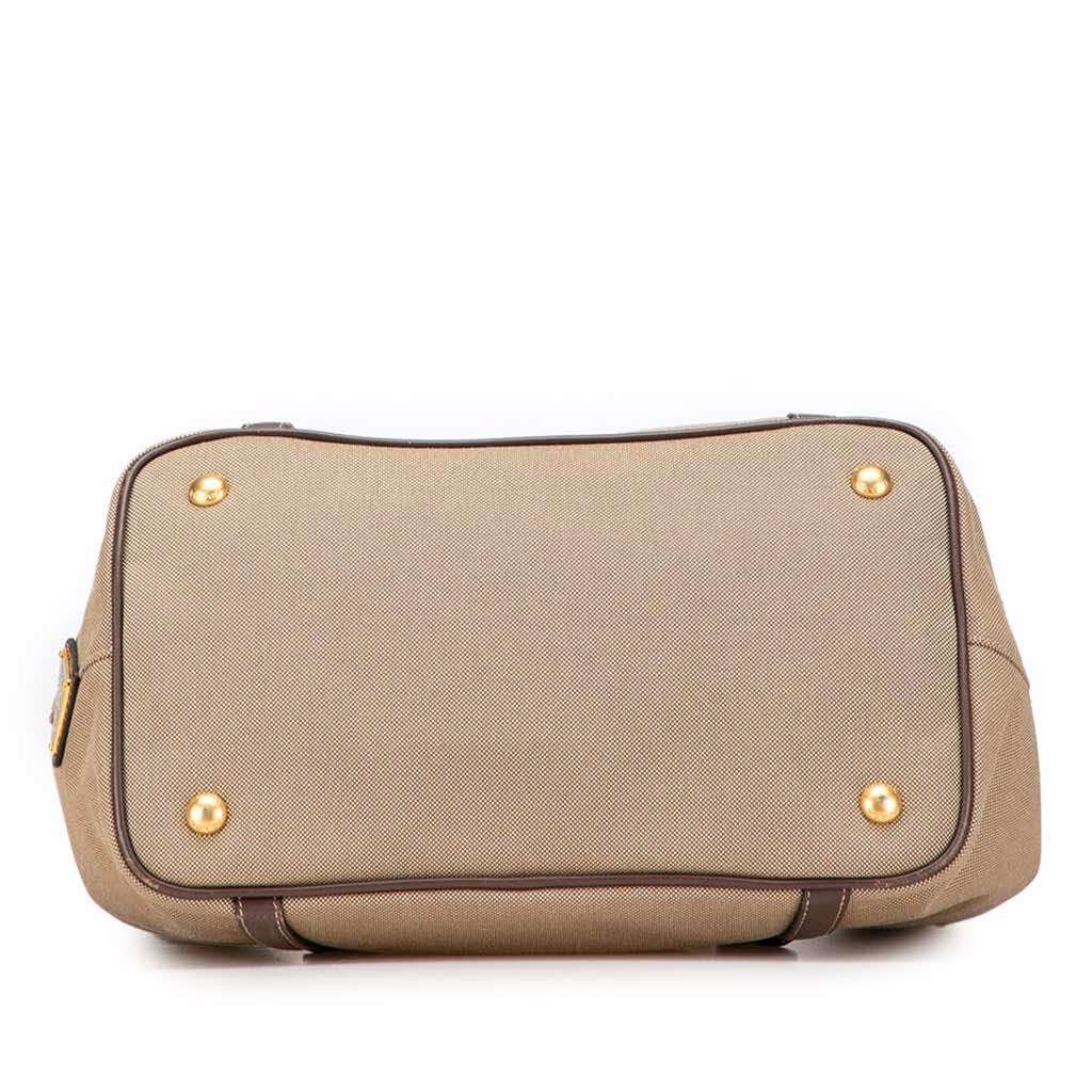 Prada Canvas Canapa Logo Bow Satchel Brown Canvas Good - Inside View