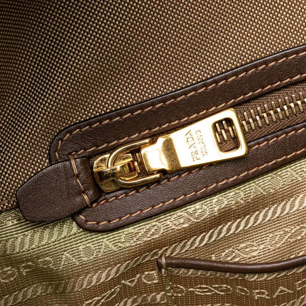 Prada Canvas Canapa Logo Bow Satchel Brown Canvas Good - Box View