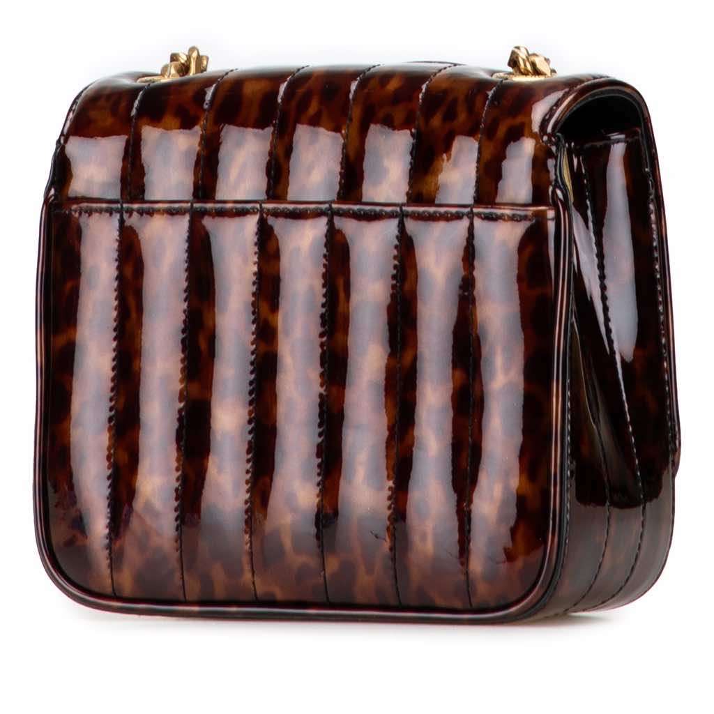 Saint Laurent Small Patent Monogram Tortoiseshell Vicky Chain Bag Brown Leather Good - Back View