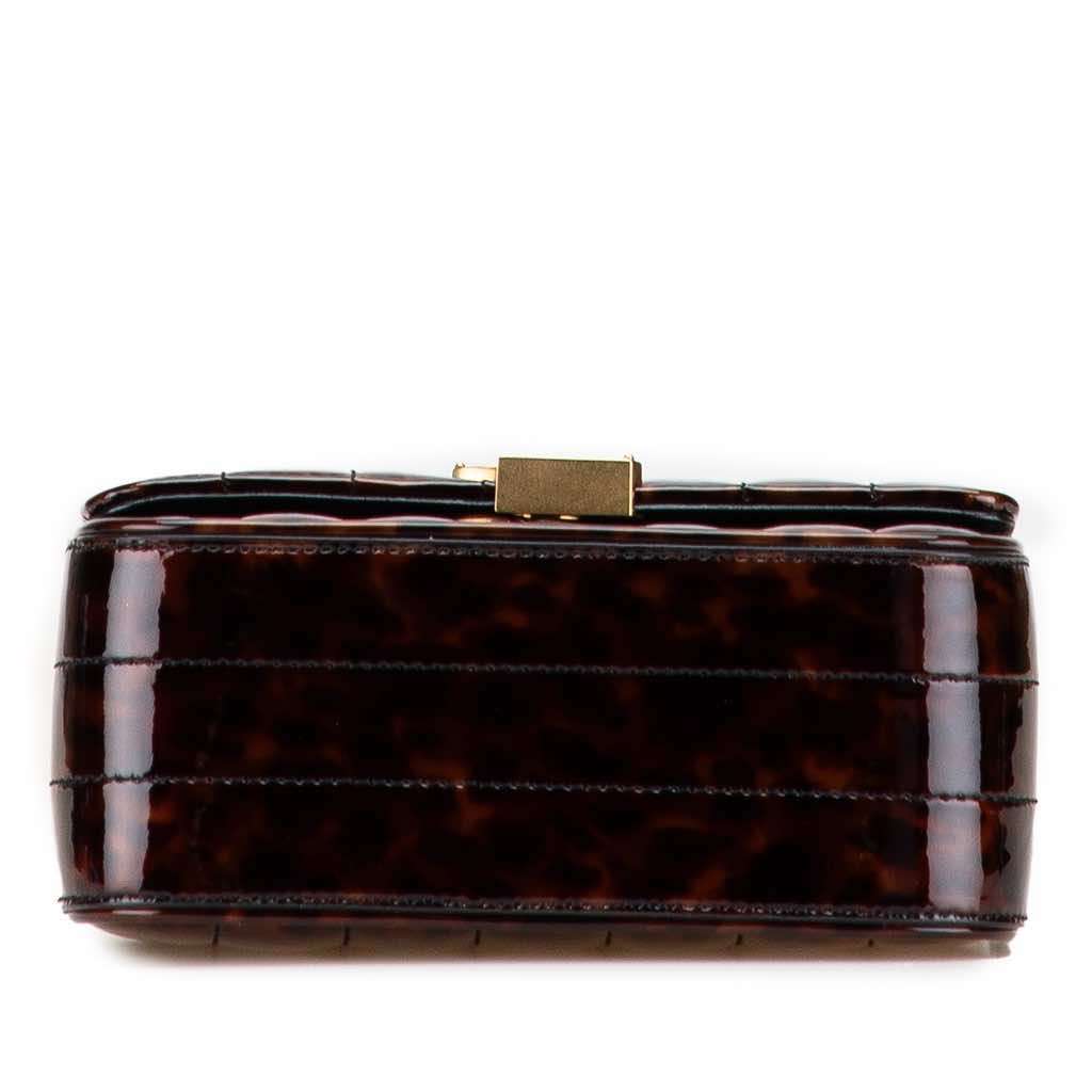 Saint Laurent Small Patent Monogram Tortoiseshell Vicky Chain Bag Brown Leather Good - Inside View