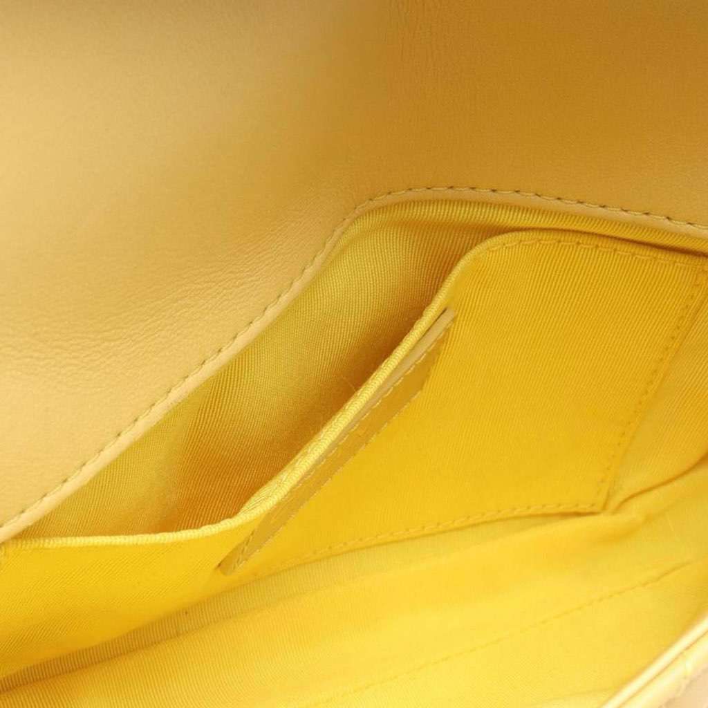 Chanel Quilted Lambskin Side Packs Flap Yellow Leather Very good condition - Inside View