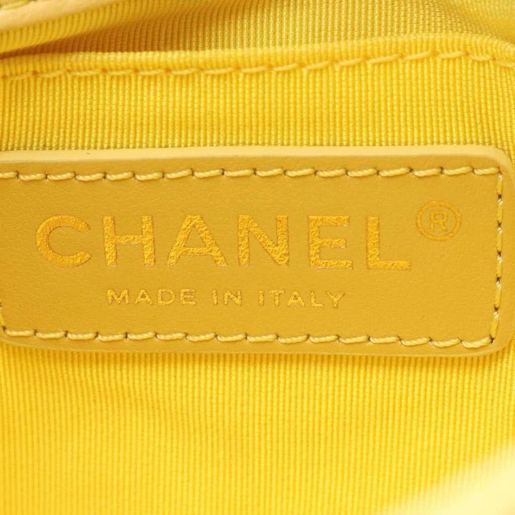 Chanel Quilted Lambskin Side Packs Flap Yellow Leather Very good condition - Box View