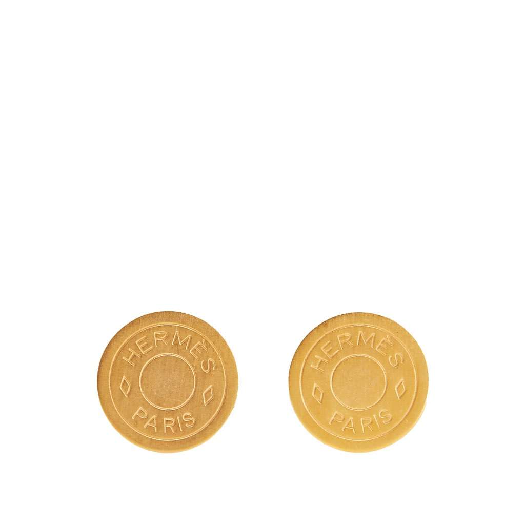 Hermès Gold Plated Clou de Selle Clip-on Earrings Gold Metal Good condition - Front View
