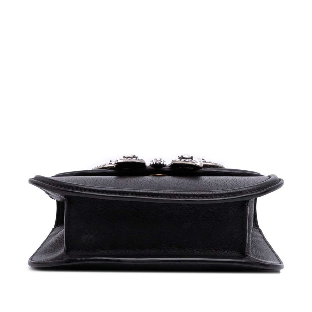 Gucci Small Leather Linea Totem Crystal Butterfly Crossbody Black Leather Good condition - Inside View