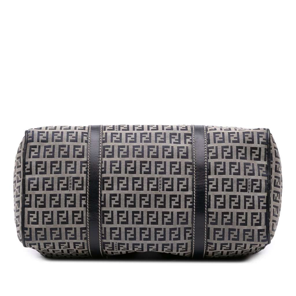 Fendi Zucchino Canvas Boston Bag Grey Canvas Good - Inside View