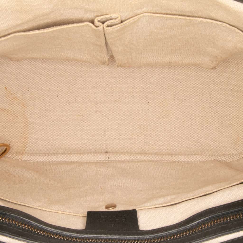 Gucci Patent Bright Bit Satchel Black Leather Fair - Model View