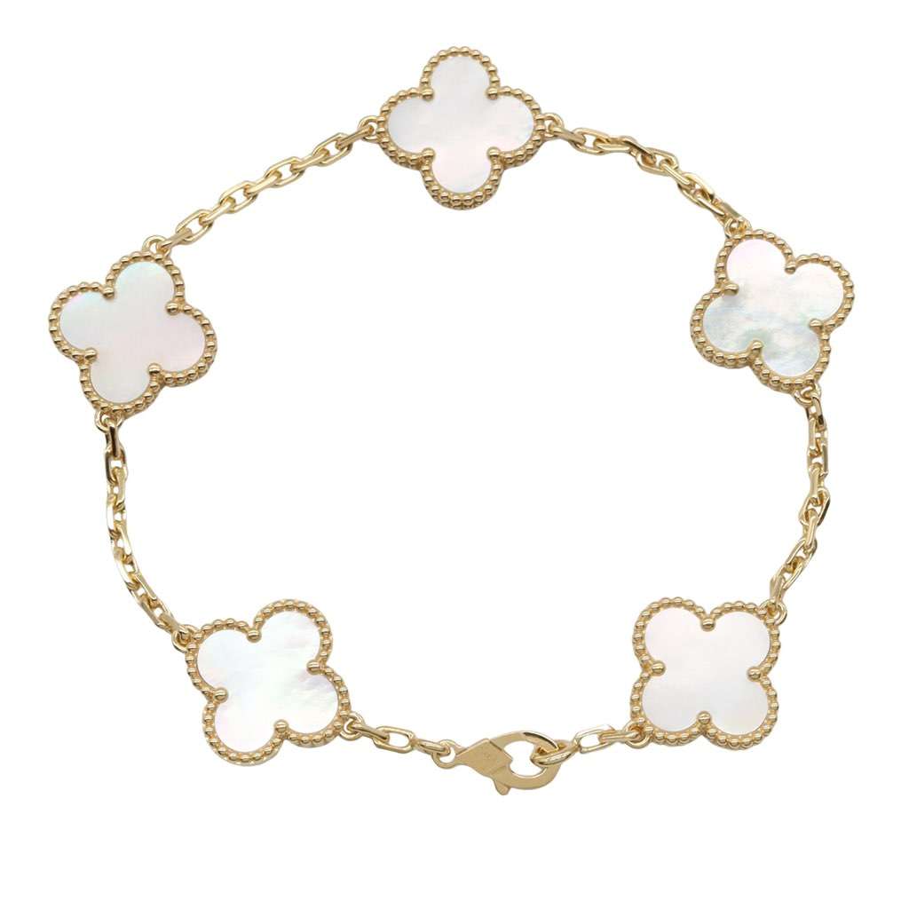Van Cleef & Arpels 18K Yellow Gold and Mother of Pearl Vintage Alhambra Bracelet Gold Gold Good condition - Back View