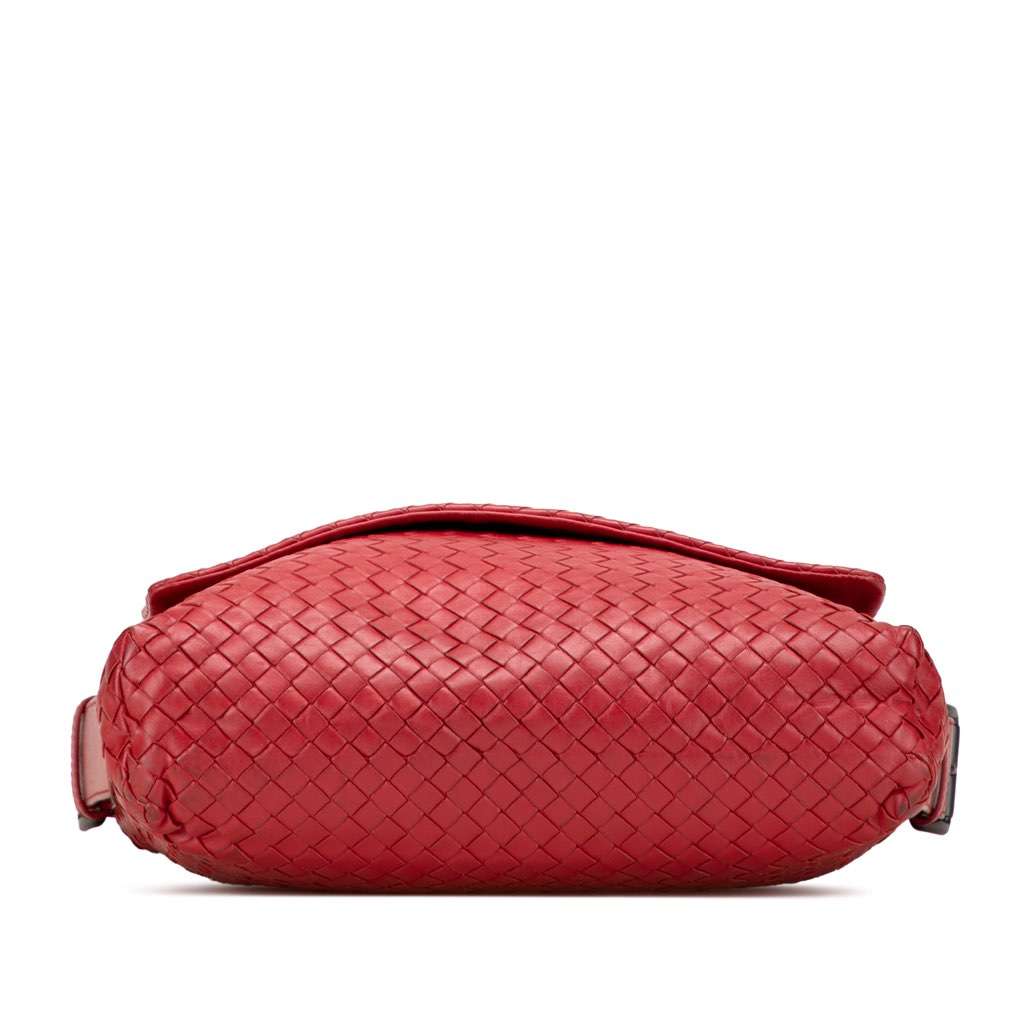 Bottega Veneta Nappa Intrecciato Flap Crossbody Red Leather Good condition - Inside View
