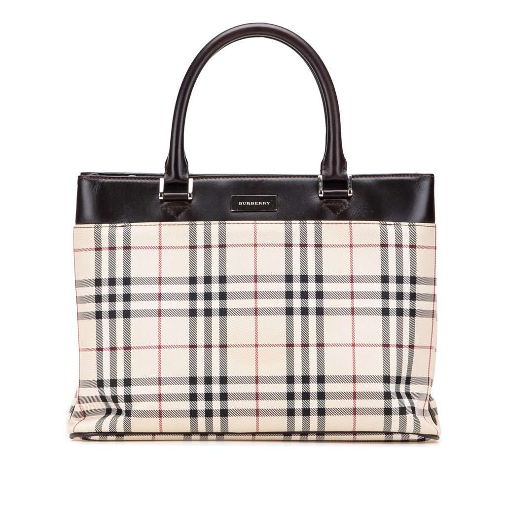 Burberry House Check Canvas Tote Brown Canvas Good condition - Front View