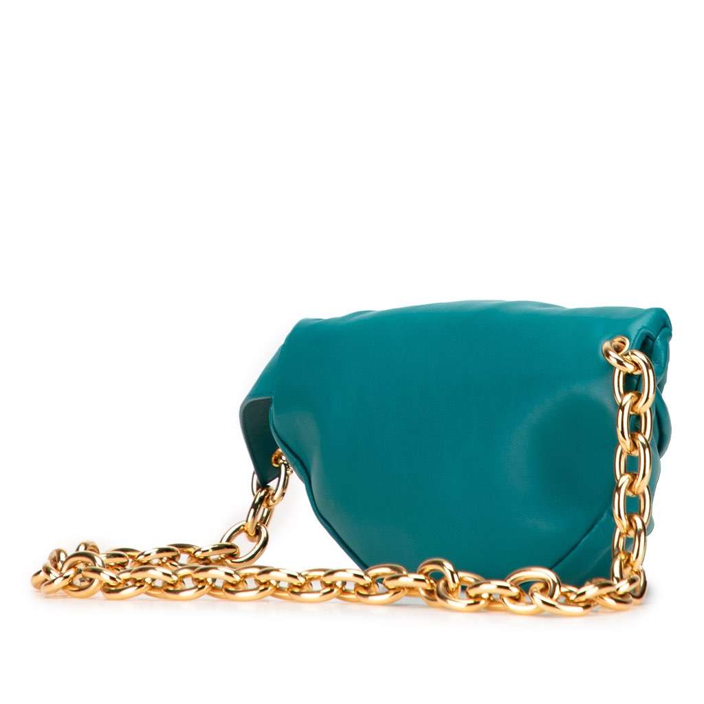 Bottega Veneta Lambskin Belt Chain Pouch Blue Leather Very good - Back View