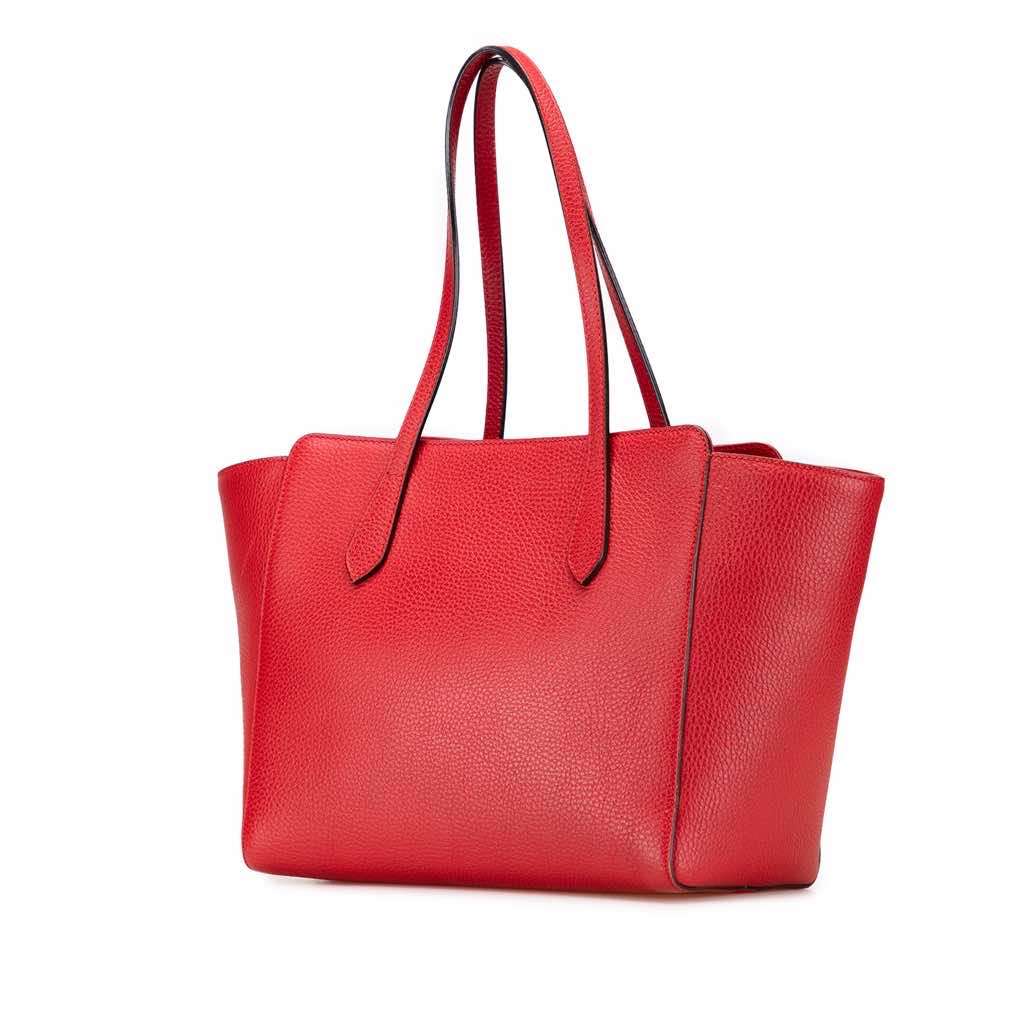 Gucci Medium Dollar Calfskin Swing Tote Red Leather Good - Back View