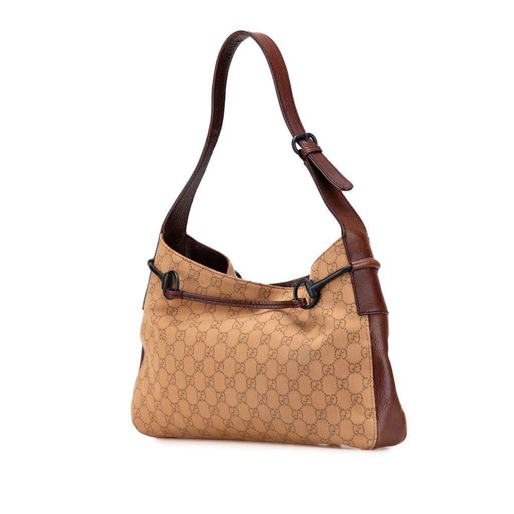 Gucci GG Denim Horsebit Shoulder Bag Brown Denim Good condition - Back View