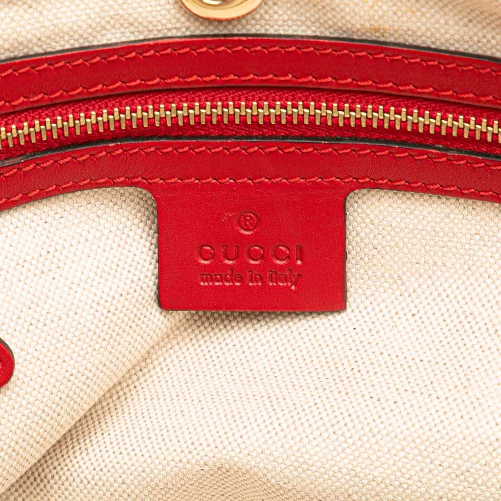Gucci Small Diamante Leather Craft Tote Red Leather Very good condition - Box View
