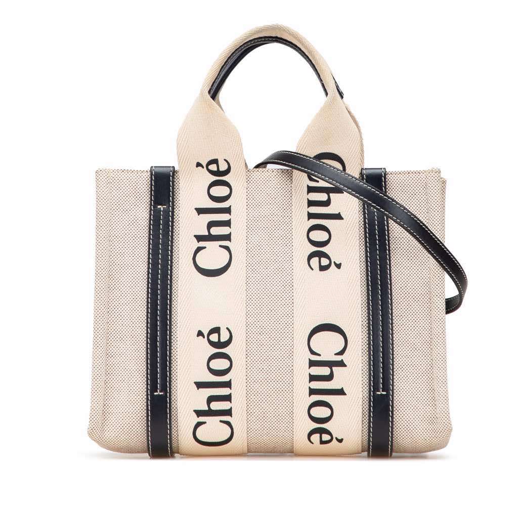 Chloé Small Canvas Woody Satchel Brown Canvas Good condition - Front View